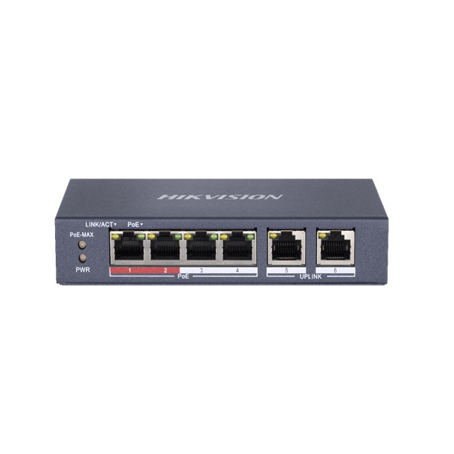 Hikvision 4 Port Fast Ethernet Unmanaged POE Switch (DS-3E0106P-E/M)