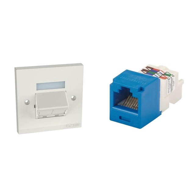 Panduit faceplate CFPUKS2SIWY 2 hole + modular panduit cat 6 Blue CJ688TPBU