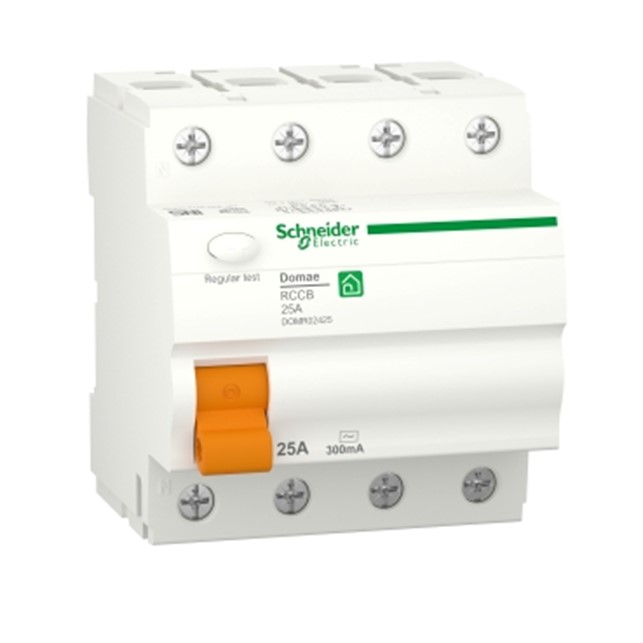 Schneider Residual current circuit breaker, Domae, 4P, 25 A, AC type, 300 mA