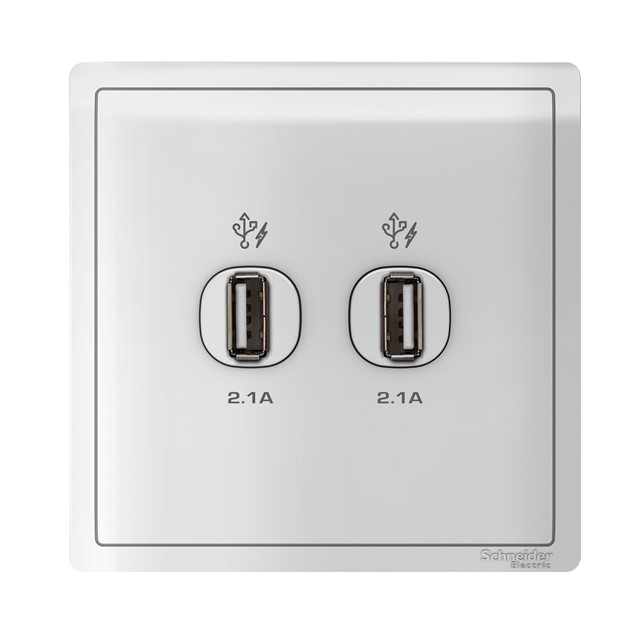 Outlet Data Schneider ZENcelo - 2 x 2.1A USB Charger - White