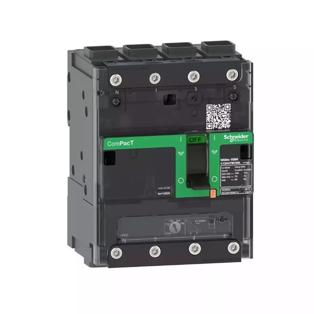 Circuit breaker ComPacT NSXm F (36kA at 415VAC), 4 Poles 3d, 160A rating TMD trip unit, EverLink connectors