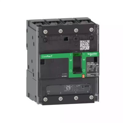 Schneider Circuit breaker, ComPacT NSXm 63B, 25kA/415VAC, 4 poles 3D (neutral not protected), TMD trip unit 32A, lugs/busbars (C11B6TM032B)