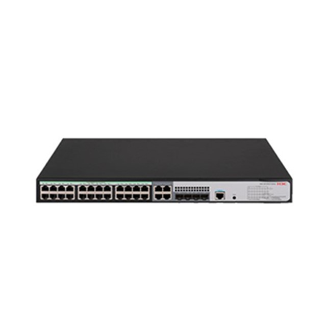 H3C S5120V3-28P-HPWR-LI L2 Ethernet Switch with 24*10/100/1000BASE-T PoE+ Ports (AC 370W), 4*100/1000BASE-X SFP Ports, and 4*GE Combo Ports,(AC)