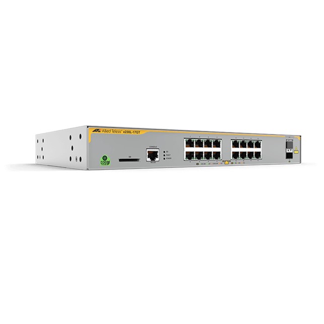 Allied Telesis L2+ switch with 16 x 10/100/1000T ports and 1 x 100/1000X SFP ports fan-less model. 1 year NCP support (AT-x230L-17GT-B51)