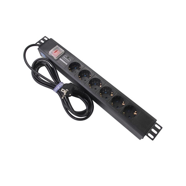 Indorack 6 Port PDU / Power Distribution Unit Horizontal 19" 1U 6 UK BS-1363 Power strip with switch
