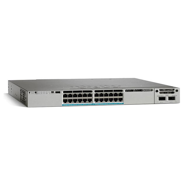 Cisco Stackable 24 10/100/1000 Cisco UPOE ports, 1 network module slot, 1100 W power supply (WS-C3850-24U-S)